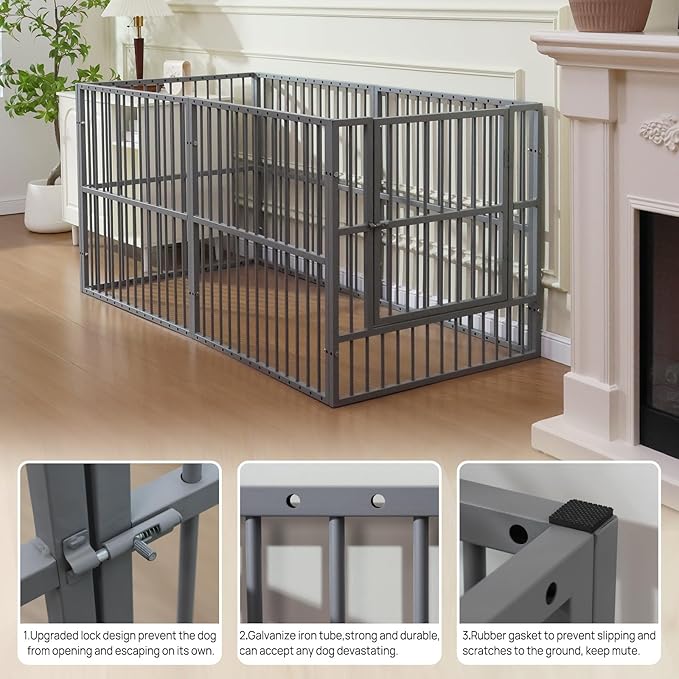 Dog Playpen - 32" Height Dog Pen, Heavy Duty Puppy Pen with Door, Safe & Sturdy, Easy Assemble for Indoor/Outdoor Pet Playpen