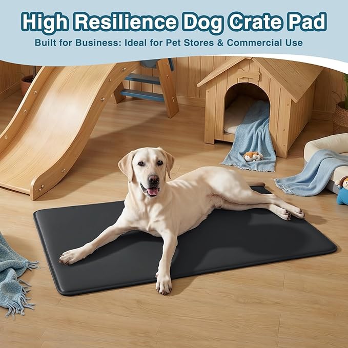 Large Dog Crate Pad Bed, Waterproof Cooling Pet Bed for Large Dogs, Outdoor Pet Bed with High Resilience Foam,Wipe Clean & Easy Rinse, Anti Slip 41 inch Black