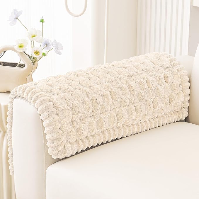 Smiry Pet Couch Cover for 3 Cushion Sofa, Non-Slip Fuzzy Couch Cover for Dogs Washable, Thick Soft Sofa Slipcovers Cushion Protector Pet Friendly (Cream, 27.6" x 27.6")