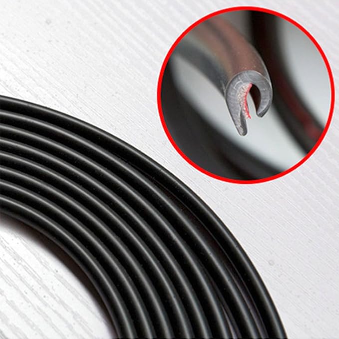 32Ft(10M) Door Edge Guards Car Door Edge Guards U Shape Car Door Protector Rubber Seal Door Guard Internal Double Sided Tape (No Glue Required), Black