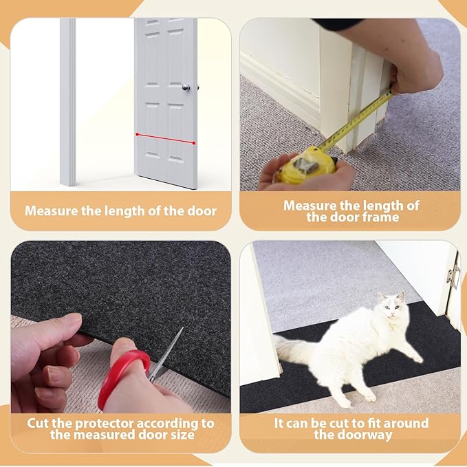 Carpet Protector for Pets Cat Carpet Protector for Doorway, Anti Scratch Under Door Cat Scratch Protector Mat, Felt Surface Easy to Cut Plastic Stopper (Grey, 3.6FT-Felt 1 Pack)