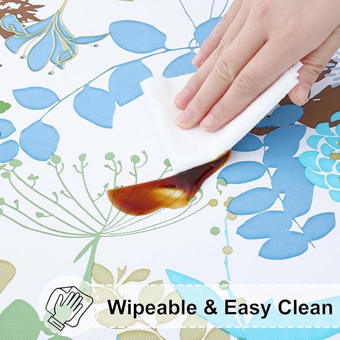 misaya Rectangle Vinyl Tablecloth, Fitted Table Cover, 100% Waterproof, Elastic Edge, Flannel Backing, Table Cloth Fit 8 Foot Folding Tables for Picnic, Outdoor (Leaves, 30x96 inch)