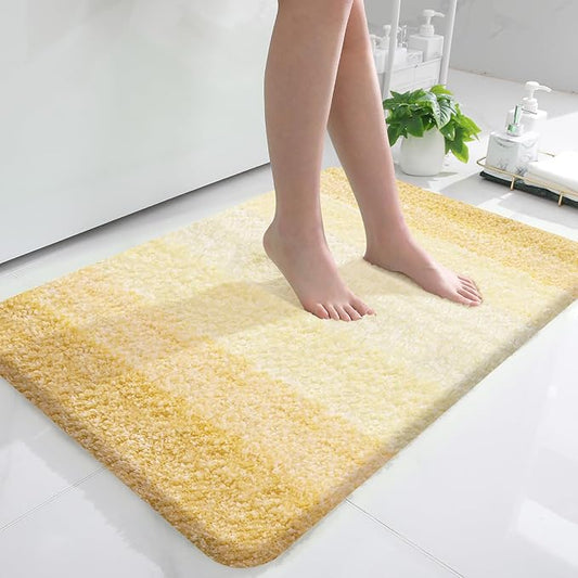 OLANLY Bathroom Rugs Mat 36x24, Extra Soft Absorbent Microfiber Bath Rug, Rubber Backing, Quick Dry, Machine Washable Bath Mats for Bathroom Floor, Tub and Shower, Home Decor Accessories, Light Yellow