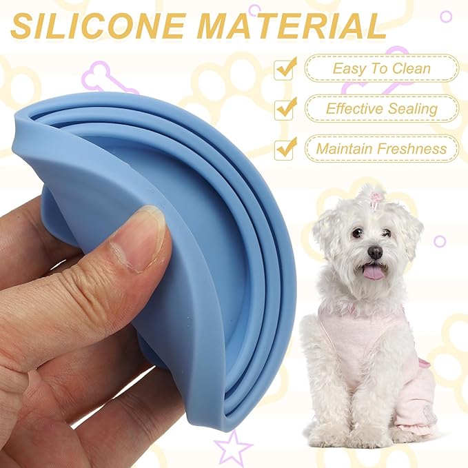 Cat Food Can Covers Lids, Dog Food Can Lids with Cute Pet Ears Shaped Silicone Toppers One Fit 3 Standard Sizes, (Dusty Blue/Navy Blue, 2Pcs),Intended for Dog/Cat/Pet Food Cans