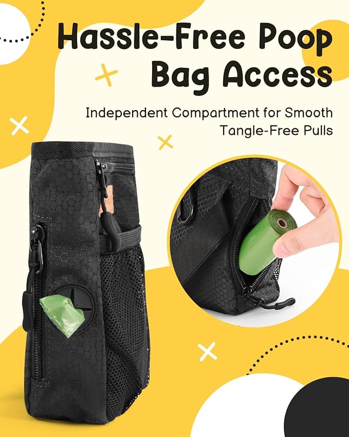 Dog Treat Pouch for Pet Training, One-Hand Magnetic Closure, Hands-Free Treat Bag with Silicone Liner, No Mess No Smell