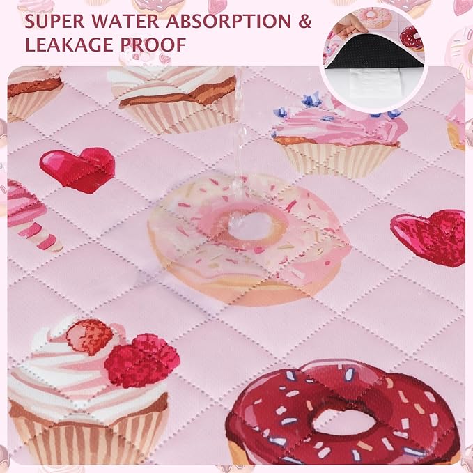 IEUUMLER Washable Pee Pads for Dogs, 1 Pack Cake Pattern Reusable Waterproof Puppy Potty Pads, Non-Slip Absorbent Pet Training Pads for Playpen Crate Bed EU015 Pink Cake, 48x48
