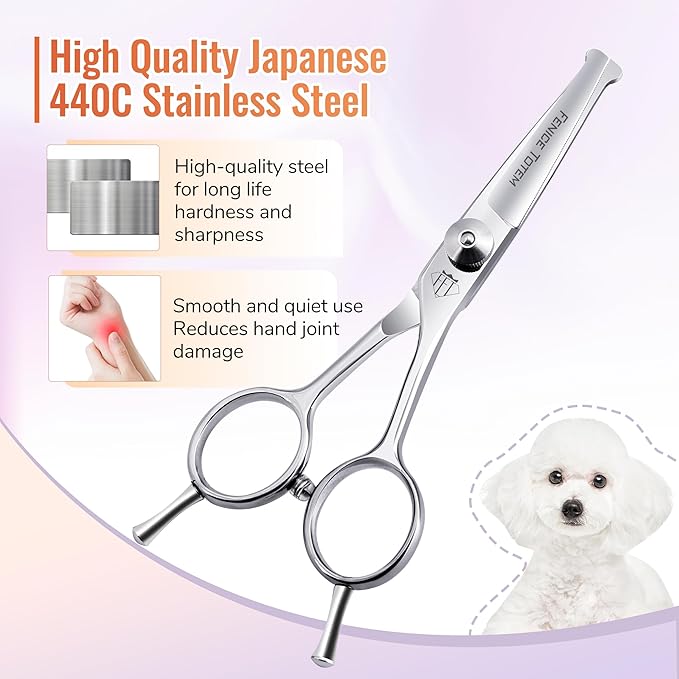Dog Grooming Scissors: 4.75" Pet Straight Shears Made Of Advanced Stainless Steel Alloy for Trimming Dogs Cats and Other Pets Face and Paws