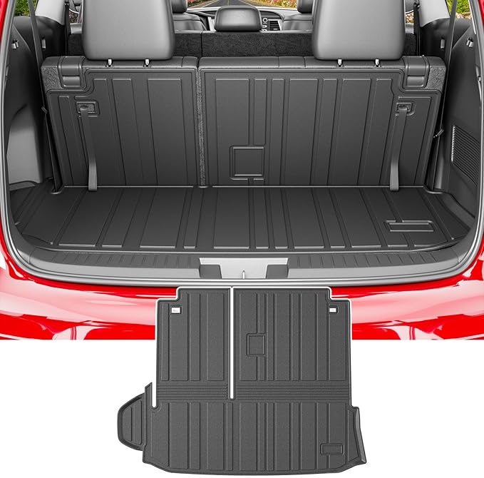 powoq Cargo Mat Compatible with 2014-2019 Toyota Highlander Trunk Mat Cargo Liner Back Seat Protector TPE Replacement for 2014-2019 Toyota Highlander Accessories (Trunk Mat with Backrest Mats)
