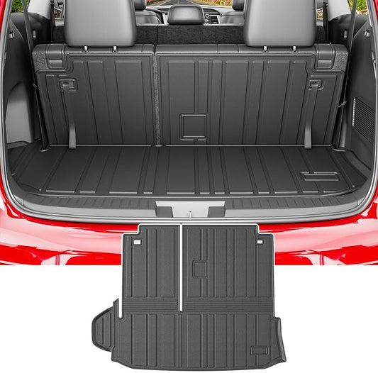 powoq Cargo Mat Compatible with 2014-2019 Toyota Highlander Trunk Mat Cargo Liner Back Seat Protector TPE Replacement for 2014-2019 Toyota Highlander Accessories (Trunk Mat with Backrest Mats)