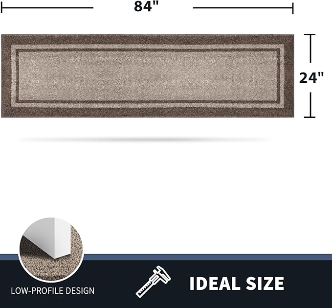 PURRUGS Dirt Trapping Door Mat 24" x 84", Non-Slip Machine Washable Entryway Rug, Entrance Mat, Indoor Front Door Mat, Super Absorbent Entry Rug for Muddy Shoes & Paws, Beige & Grayish Brown