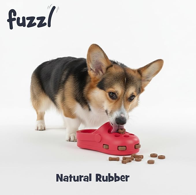 Clog Treat Toy for Dogs – Natural Rubber Chew Toy – Durable, Interactive Enrichment Feeder – Eco-Friendly, Non-Toxic & Dishwasher Safe – Red