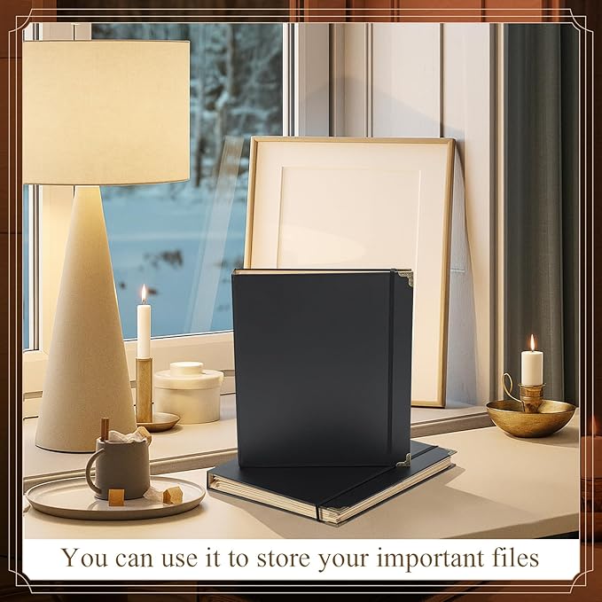 Marspark 3 Rings Important Document Organizer with Labels, Family Document Organizer Binder, Expanding File Folder for Important Papers, Letters, Birth Certificates, Photos, Passports(Black)