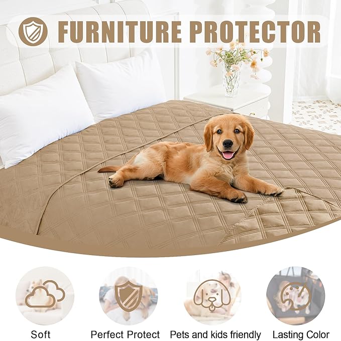 Smiry Waterproof Dog Bed Cover Blanket 40x50, Soft Reversible Pet Blanket, Washable Leakproof Cats Dogs Couch Cover for Sofa, Couch, Furniture, Lattice, Camel/Camel