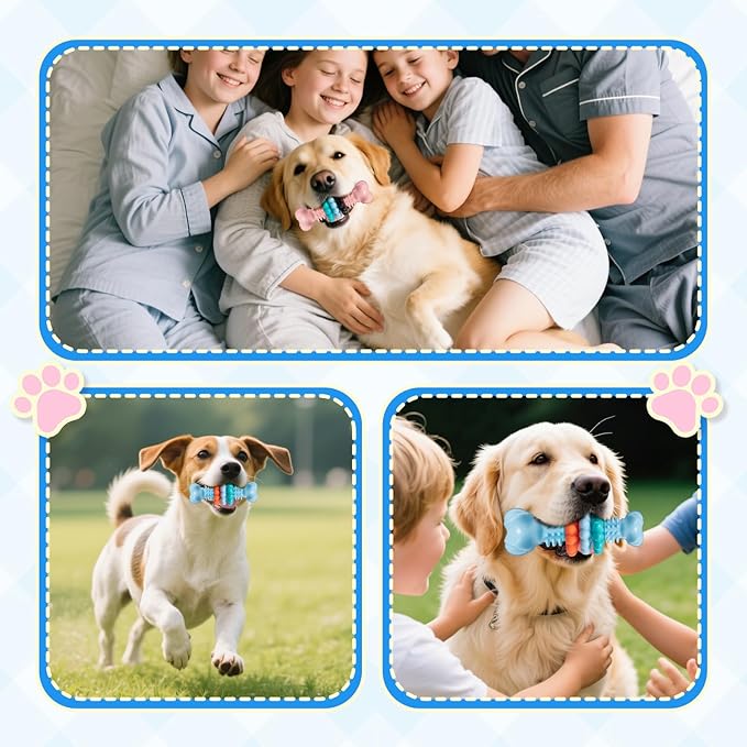 Dog Chew Toy, 2 Pack Puppy Teething Toys Indestructible Chew Toys for Teething Tough Chew Toy Dog Teeth Cleaning Aid Cute Soft Durable Rubber Toy for Small Medium Dogs to Keep Them Busy