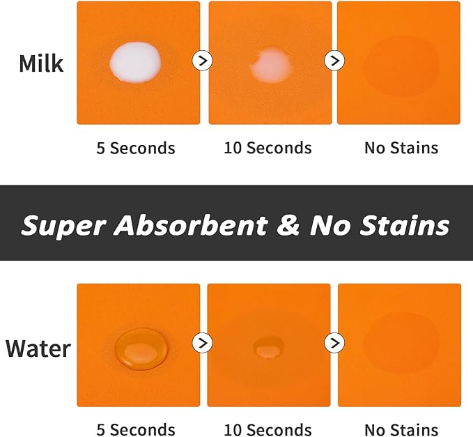 Dog Food Mat - Absorbent Cat Mat for Food and Water, No Stains Pet Feeding Bowl Mat, Easy to Clean Pet Placemats, Quick Dry Dog Water Dispenser Mat for Messy Drinkers | Paw Orange 18"x 28"