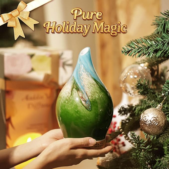 Porseme 150ml Essential Oil Diffuser Glass Color Changing Aroma Air Diffusers Aromatherapy Ultrasonic Cool Mist Humidifier 6 Running Hours Waterless Auto-Off for Sleeping Yoga Office Spa (Blue Grass)