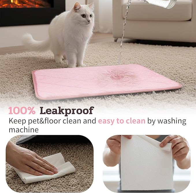 NWK Fluffy Self Warming Cat Mat, Cat Blanket, Thermal Dog Mat, Washable, Non-Slip Bottom for Sofa & Crate & Kennel & Car Seat (Blush Pink, Small (20'' X 16'' X 0.4''))