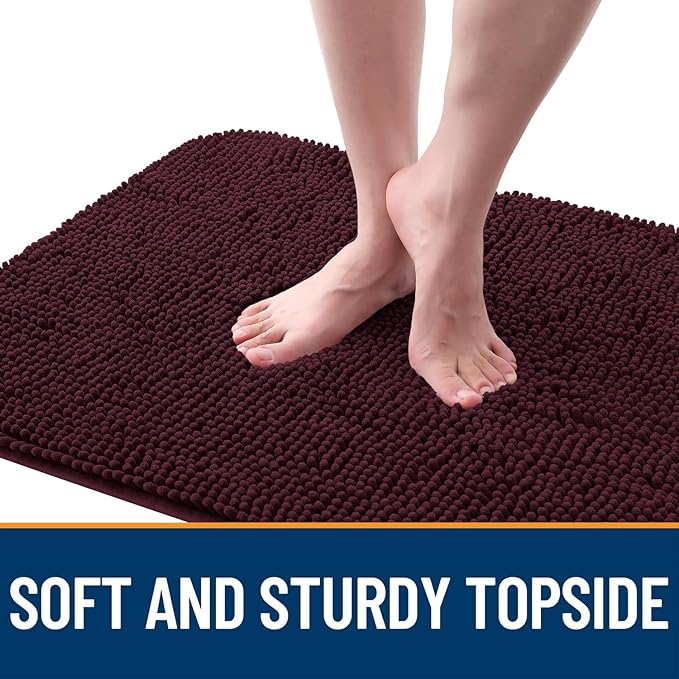 OLANLY Dog Door Mat for Muddy Paws 70x35, Absorbs Moisture and Dirt, Absorbent Non-Slip Washable Doormat, Quick Dry Chenille Mud Mat for Dogs, Entry Indoor Entryway Carpet for Inside Floor, Russet