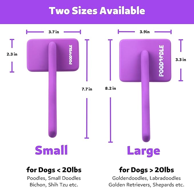 Poodoodle Small Slicker Brush, Purple, Hair Brush for Curly Wavy Haired Dogs - Poodles, Doodles, Bichon, Bernese Mountain Dog, Cocka Spaniels - Detangling, Grooming, Deshedding - 1 inch