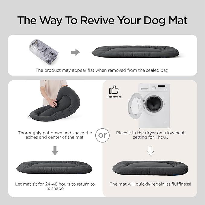 Bedsure Washable Dog Crate Pad for Large Dogs, Anti-Slip Puppy Kennel Dog Bed for Crate - Ultra Soft Fleece Flat Thin Pet Mat (Not Chew Proof), Grey 35"x22"