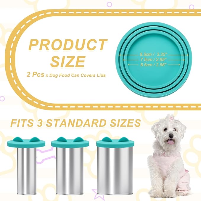 Cat Food Can Covers Lids, Dog Food Can Lids with Cute Pet Ears Shaped Silicone Toppers One Fit 3 Standard Sizes, (Forest Green, 2Pcs), Intended for Dog/Cat/Pet Food Cans