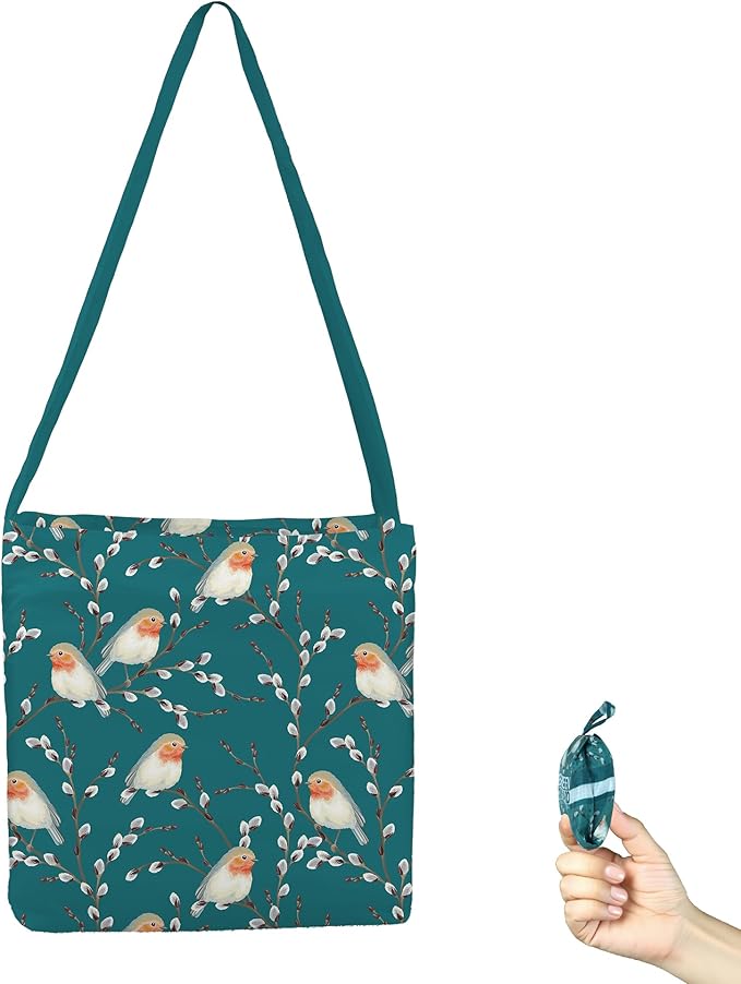 BeeGreen Birds Ultimate Reusable Grocery Shopping Bag -Large Capacity Tote Bag - Foldable Compact Portable Lightweight Duffle Bags