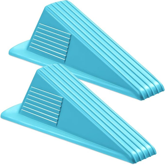 Frienda 2 Pcs Jumbo Door Stoppers Heavy Duty Door Stopper Tall up to 2inch Tall Wedge TPR Large Wedge Stackable Big Rubber Doorstop for Hotel Carpet Hardwood Concrete and Tile (Blue)