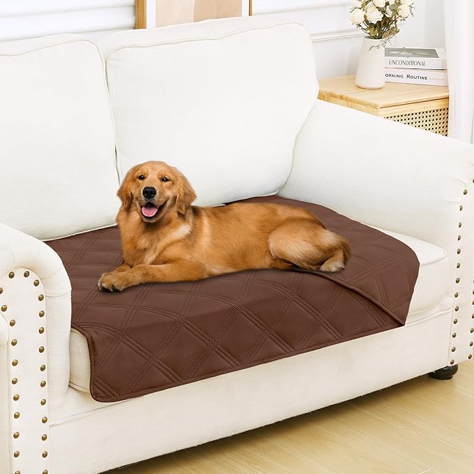 Smiry Waterproof Dog Bed Cover Blanket 30x53, Soft Reversible Pet Blanket, Washable Leakproof Cats Dogs Couch Cover for Sofa, Couch, Furniture, Lattice, Brown/Brown