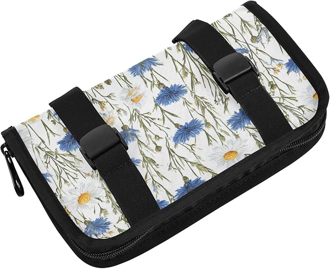 Car Tissue Holder Car Napkin Holder Car Tissue Box Dispenser Storage Case Sun Visor Mask Holder with Adjustable Straps Reusable Refillable Blue and White Daisy03