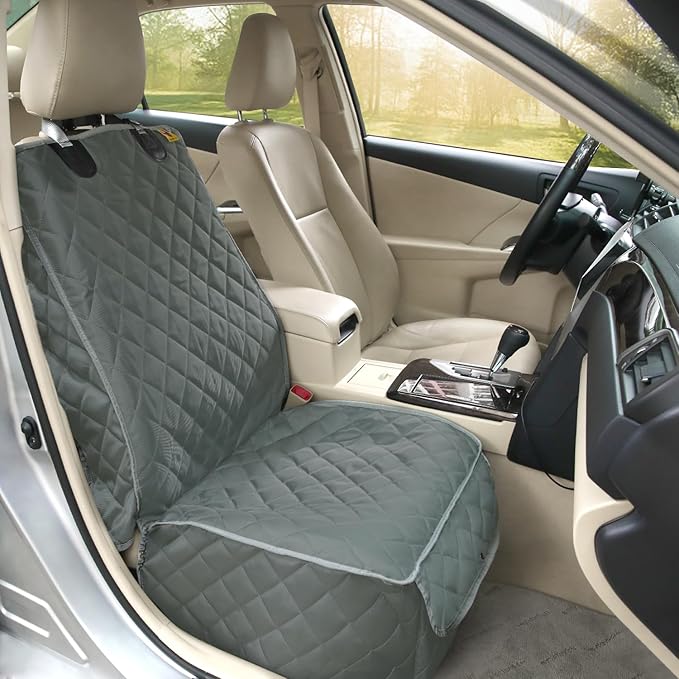 Deluxe Dog Seat Cover for Front Seat-More Durable Waterproof Front Seat Protector, High Heat Resistant and Nonslip Front Seat Cover for Dogs Kids, Universal Size (Grey)