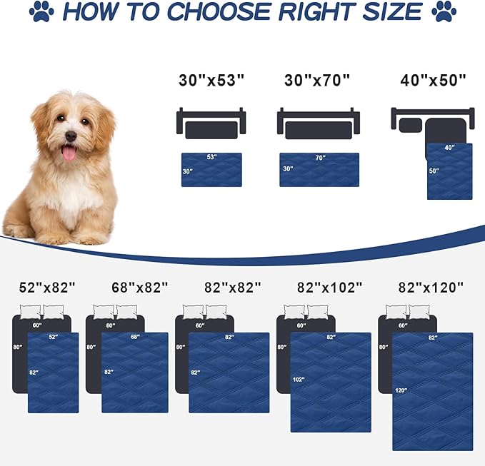 Smiry Waterproof Dog Bed Cover Blanket 82x82, Soft Reversible Pet Blanket, Washable Leakproof Cats Dogs Couch Cover for Sofa, Couch, Furniture, Lattice, Navy/Blue
