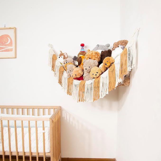 Amdermi Stuffed Animal Hammock Hanging Net Organizer for Children's Room Stuffed Animal Toy Hammock for Teddy net Corner Hanging Toy Net for Bedroom