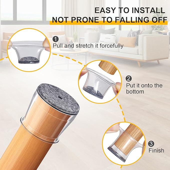 48 Pack Chair Leg Floor Protectors, Chair Feet Protectors for Hardwood Floors,Silicone Chair Leg Caps Covers Pads, Floors from Scratching and Reduce Noise(Fit:1-5/16"-2")