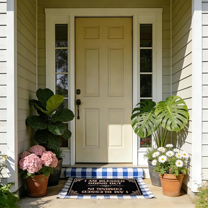 CHACHAHAER Funny Welcome Door Mat - Blessed Coming & Going Bless Doormat 30"(W) X 17"(L) Suitable for Entrance Interior Doormats