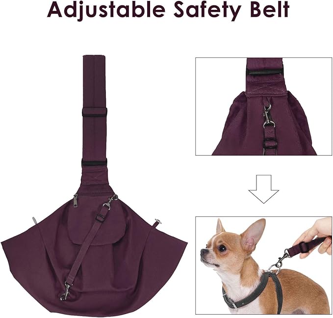 SlowTon Dog Carrier Sling - Thick Padded Shoulder Strap Adjustable Dog Carriers for Small Dogs, Puppy Carrier Purse for Pet Cat with Front Zipper Pocket Safety Belt Machine Washable, WR, M