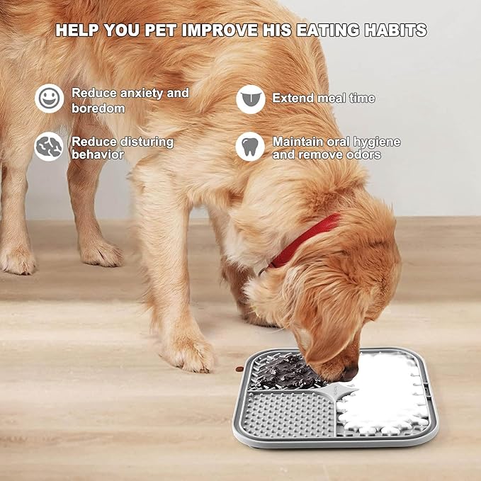 2 PCS Licking Mat for Dogs & Cats with Suction Cups, Dog Slow Feeder Lick Pat for Anxiety Relief, Dog Toys Feeding Mat for Butter Yogurt Peanut, Pets Bathing Grooming Training Mat (7.9''*7.9'')