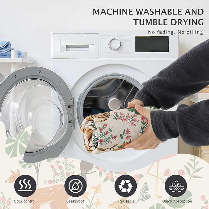 IEUUMLER Washable Pee Pads for Dogs, 2 Pack Forest Pattern Reusable Waterproof Puppy Pads, Non-Slip Super Absorbent Dog Training Pad for Playpen Crate Bed EU013 Beige Jungle, 36x24