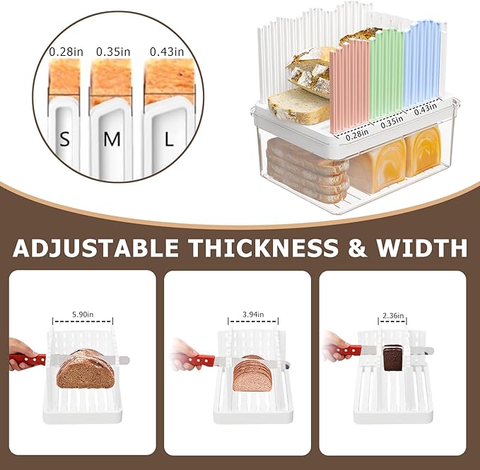 Bread Box with Slicer & Ice Chilled Condiment Caddy, Portable Airtight Bread Storage Container with Lid Handle for Kitchen Counter, Bread Keeper for Homemade Bread,Toast, Bagel, Cookies, White