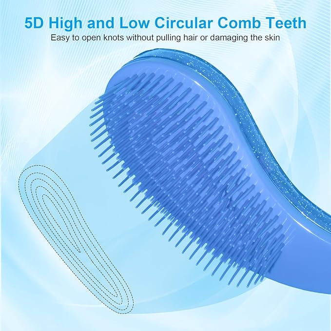 Small Dog Brush- Grooming Tool for Teddy, Yorkies, Maltese, Shih Tzu, Chihuahua - Puppy Hair Brush (Glitter Blue)