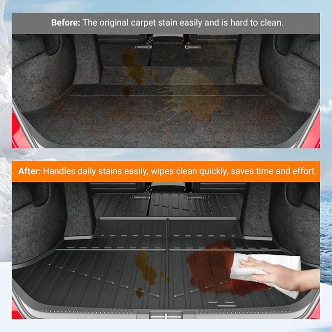 powoq Cargo Mat Compatible with 2025 2026 Toyota Camry Cargo Liner Trunk Mat (Includes Hybrid) TPE Back Seat Protector Replacement for 2025-2026 Toyota Camry Accessories (Trunk Mat+Backrest Mats)