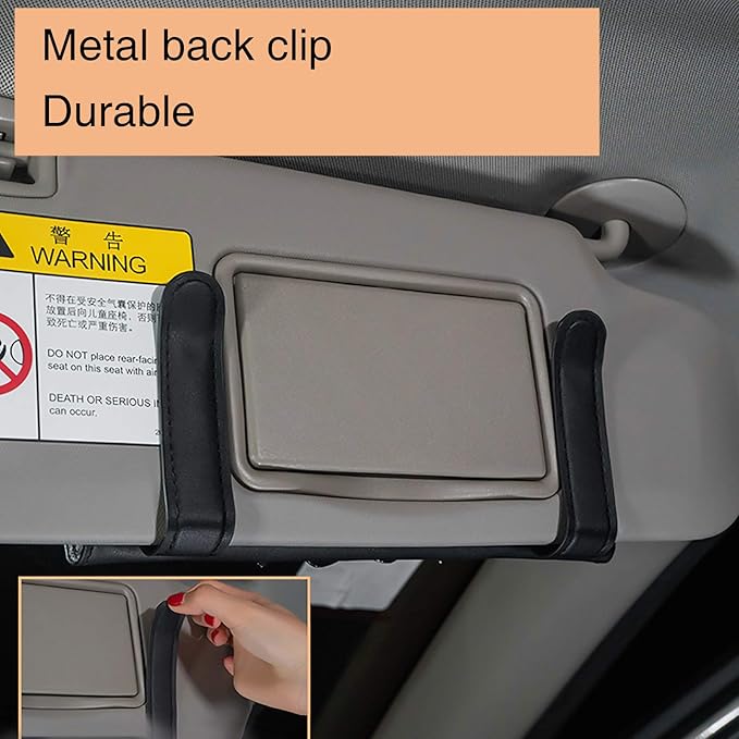 ChuLian Bling Bling Car Visor Tissue Holder Leather Crystals Paper Towel Cover Case & Glitter Sunglasses Clip for Women Black Diamond