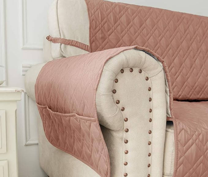 Ameritex Waterproof Nonslip Recliner Cover Stay in Place, Dog Chair Cover Furniture Protector, Ideal Recliner Slipcovers for Pets and Kids (Pink, 23")