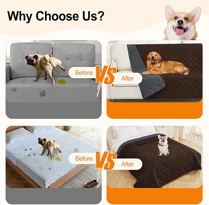 Smiry Reversible Waterproof Couch Covers for Sofa, Washable Dogs Couch Covers for 3 Cushion Sofa Pet Friendly, Water Resistant Furniture Protector Slipcover, Geometric (30"x70", Chocolate/Dark Grey)