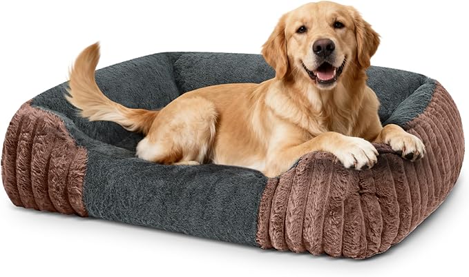 Dog Beds for Extra Large Dogs 39x32 Inch, Comfort-Sided Orthopedic XL Dog Bed Couch with Breathable Shredded Memory Foam, Faux Rabbit Fur Pet Bed, Non-Detachable, Non-Slip, Machine Washable