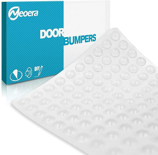Neoera Cabinet Door Bumpers Rubber feet (200pcs, 3/8” Dia, Clear Round semi-Spherical) Adhesive Sound Dampening Pads for Cabinet Doors, Drawers, Glass Tops, Furniture, Laptop