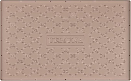URMONA 34" x 22" Waterproof Silicone Mat in Multiple Sizes & Colors, Under Sink Mat for Kitchen & Bathroom, Pet Food Pad for Dogs & Cats, Kitchen Cabinet Liner, Multi-Purpose for Storage(Khaki)
