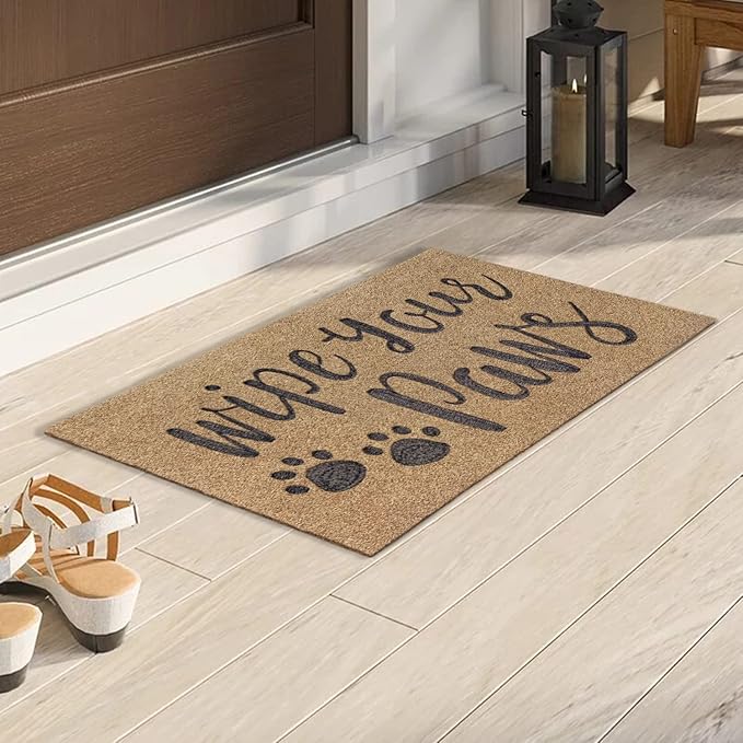 AAZZKANG Brown Door Mats for Home Entrance Outdoor Indoor Funny Wipe Your Paws Mat Easy to Clean Welcome Front Door Mat with Non Slip Rubber Backing