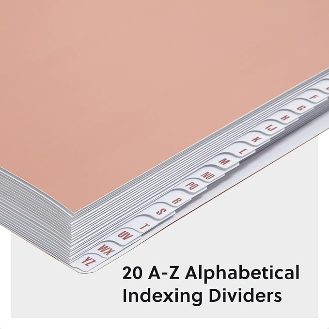 Smead Expandable Office Desk File Sorter, Office Supplies, Alphabetic (A-Z) Desk Organizer, 20 Indexing Dividers, Laminated Tabs, Letter Size, Rosewood, Office Desk Accessories (89214)