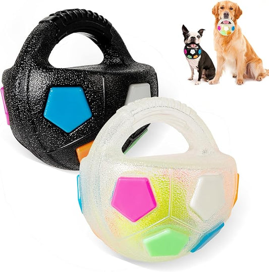 YOOGAO Pet Dog Toy Ball with Handle, Toss and Fetch Play, Interactive Ball for Dogs Playing, Squeaky Floating (2pc)