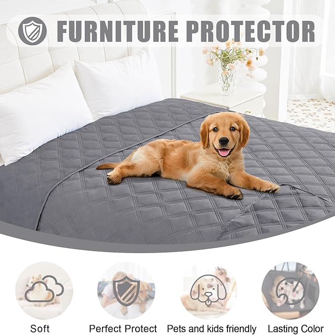Smiry Waterproof Dog Bed Cover Blanket 40x70, Soft Reversible Pet Blanket, Washable Leakproof Cats Dogs Couch Cover for Sofa, Couch, Furniture, Lattice, Grey/Grey